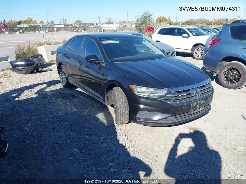 VOLKSWAGEN JETTA 2021, VIN 3VWE57BU0MM074311