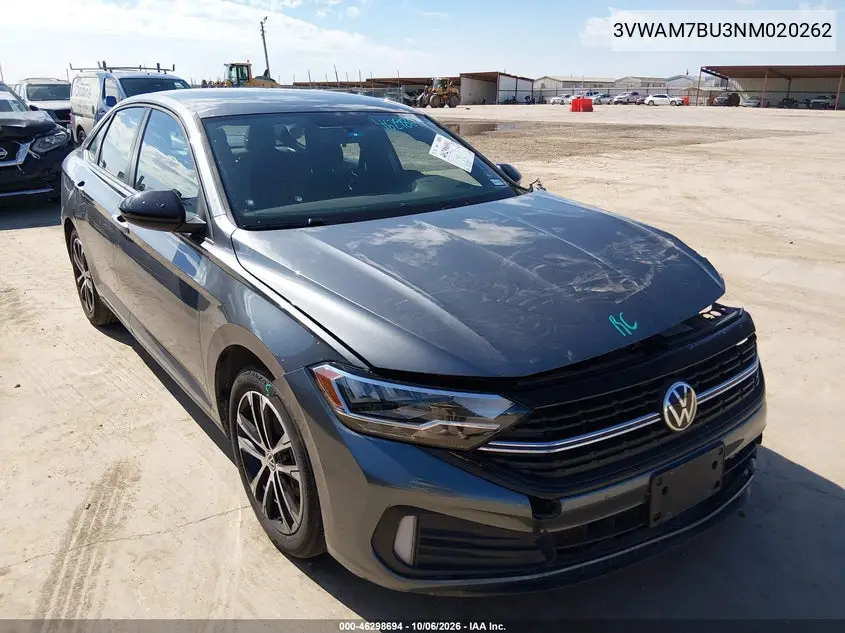 VOLKSWAGEN JETTA 2022, VIN 3VWAM7BU3NM020262