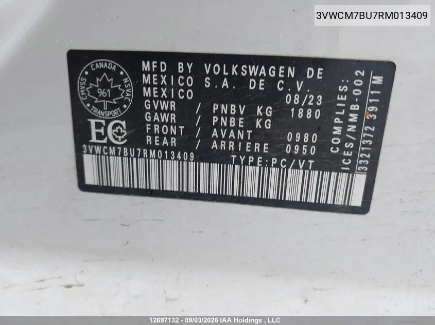 2024 VOLKSWAGEN JETTA VIN 3VWCM7BU7RM013409 — фото 17