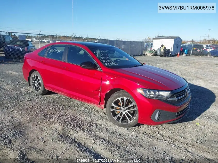 VOLKSWAGEN JETTA 2024, VIN 3VWSM7BU1RM005978