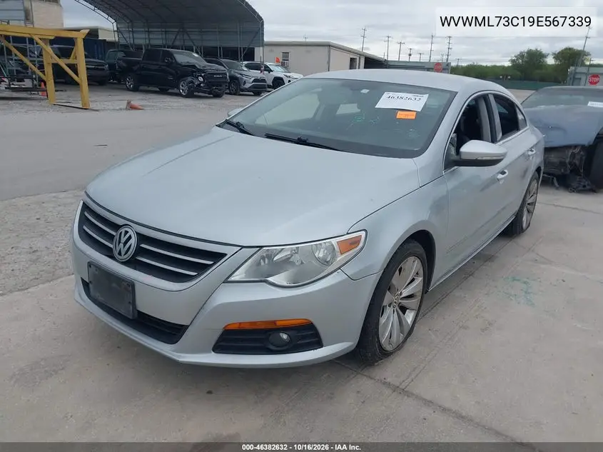 2009 VOLKSWAGEN PASSAT CC VIN WVWML73C19E567339 — фото 2