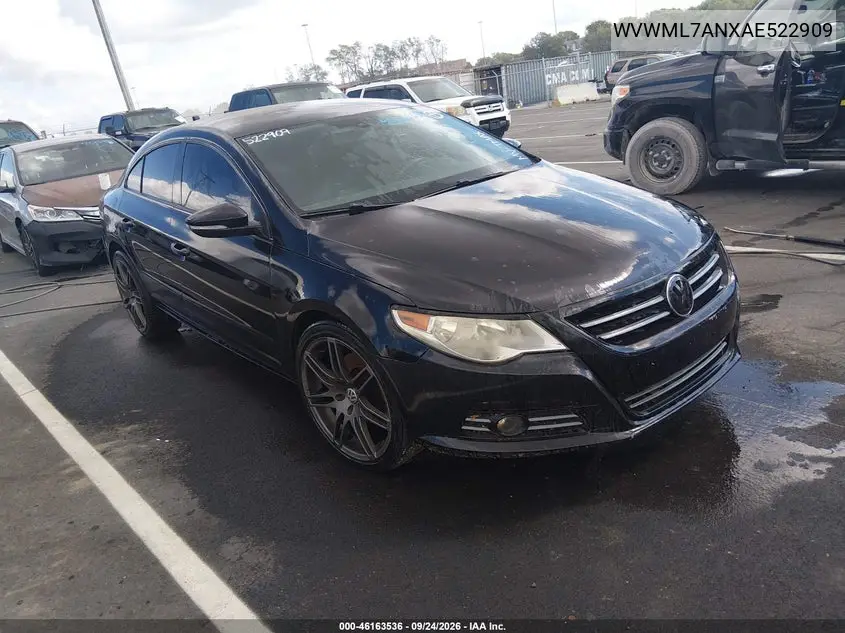 VOLKSWAGEN PASSAT CC 2010, VIN WVWML7ANXAE522909