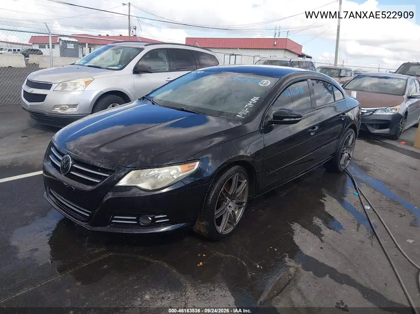 2010 VOLKSWAGEN PASSAT CC VIN WVWML7ANXAE522909 — фото 2