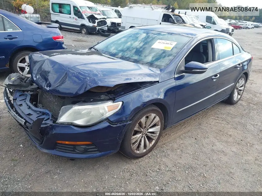 2010 VOLKSWAGEN PASSAT CC VIN WVWML7AN8AE508474 — фото 2