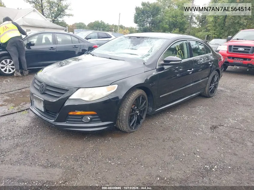 2010 VOLKSWAGEN PASSAT CC VIN WVWMN7AN7AE564514 — фото 2
