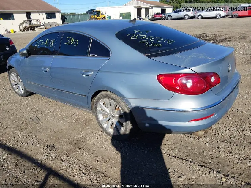 2011 VOLKSWAGEN PASSAT CC VIN WVWMP7AN7BE704038 — фото 3