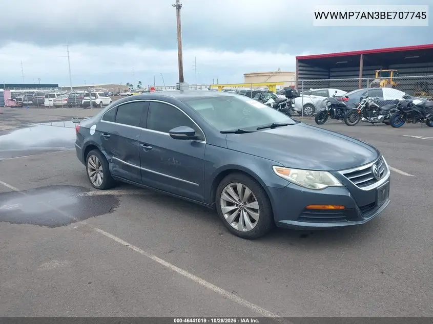 VOLKSWAGEN PASSAT CC 2011, VIN WVWMP7AN3BE707745