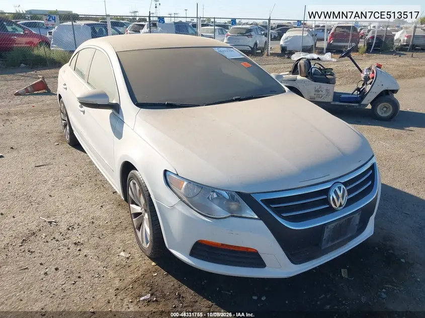 VOLKSWAGEN PASSAT CC 2012, VIN WVWMN7AN7CE513517