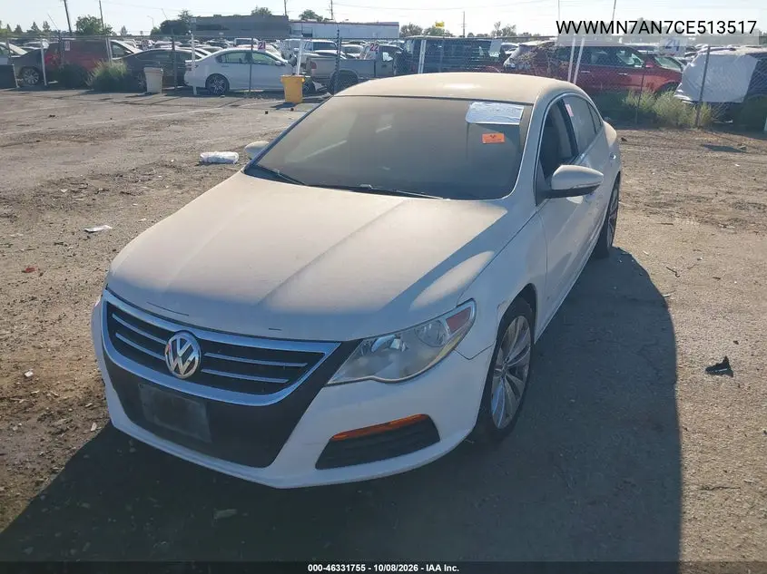 2012 VOLKSWAGEN PASSAT CC VIN WVWMN7AN7CE513517 — фото 2