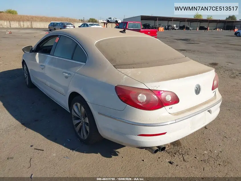 2012 VOLKSWAGEN PASSAT CC VIN WVWMN7AN7CE513517 — фото 3