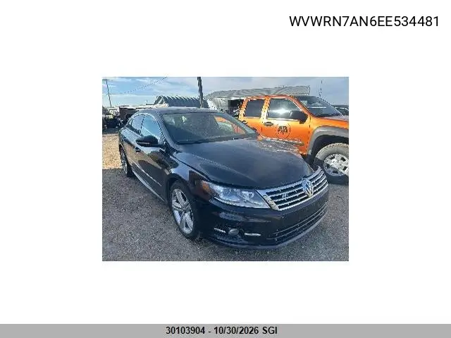VOLKSWAGEN PASSAT CC 2014, VIN WVWRN7AN6EE534481