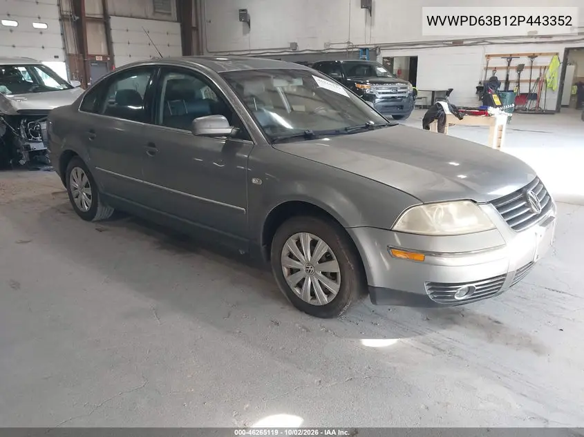 VOLKSWAGEN PASSAT 2002, VIN WVWPD63B12P443352