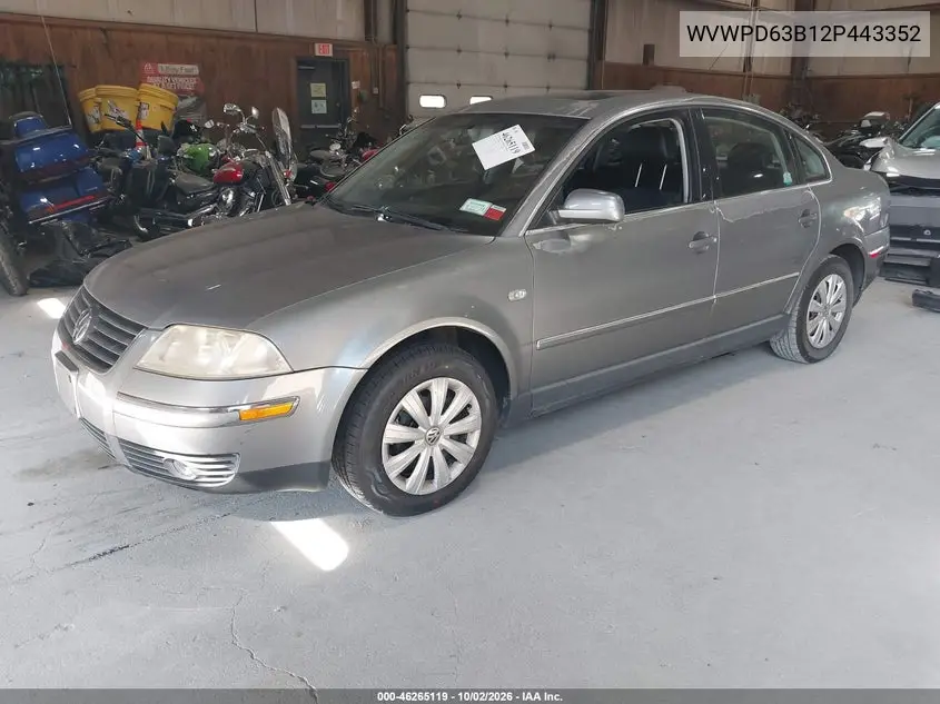 2002 VOLKSWAGEN PASSAT VIN WVWPD63B12P443352 — фото 2