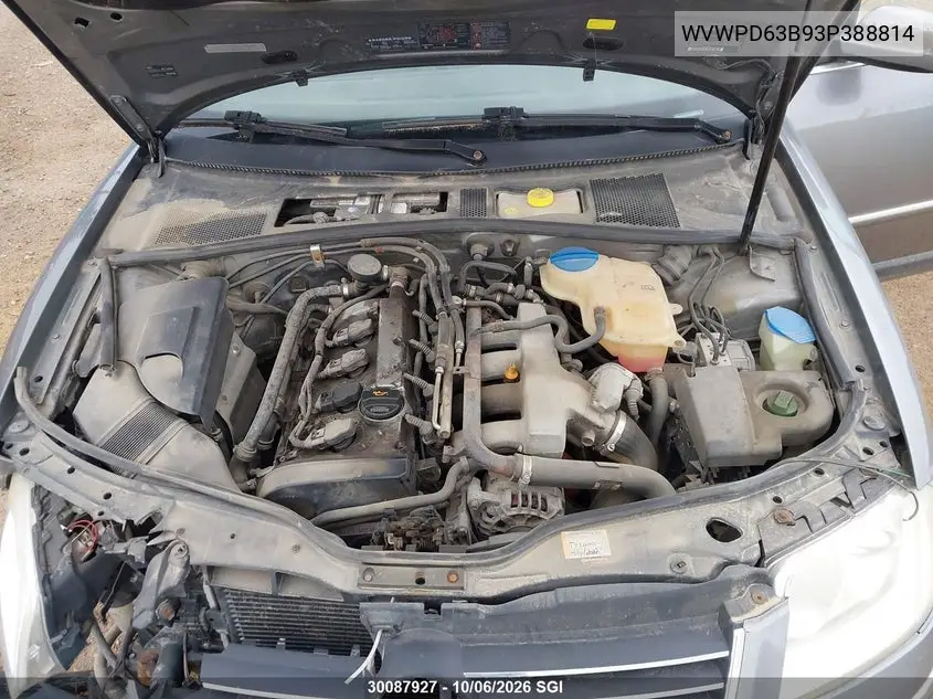 2003 VOLKSWAGEN PASSAT VIN WVWPD63B93P388814 — фото 10