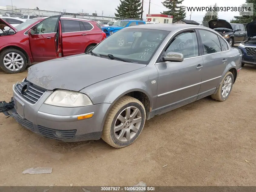 2003 VOLKSWAGEN PASSAT VIN WVWPD63B93P388814 — фото 2