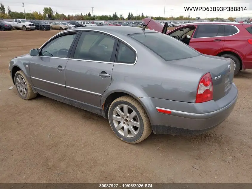 2003 VOLKSWAGEN PASSAT VIN WVWPD63B93P388814 — фото 3