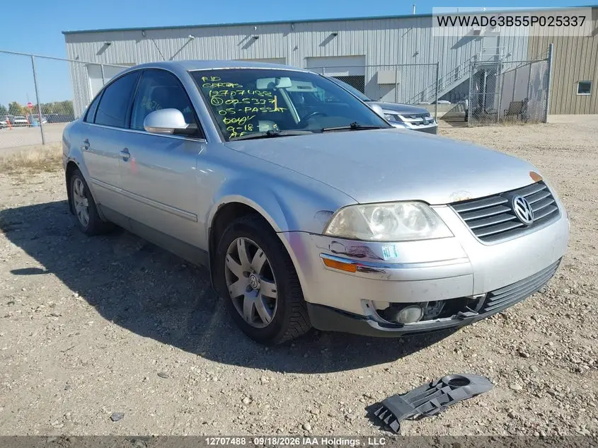 VOLKSWAGEN PASSAT 2005, VIN WVWAD63B55P025337