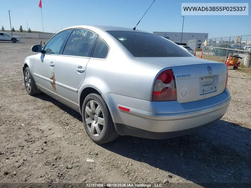 2005 VOLKSWAGEN PASSAT VIN WVWAD63B55P025337 — фото 3