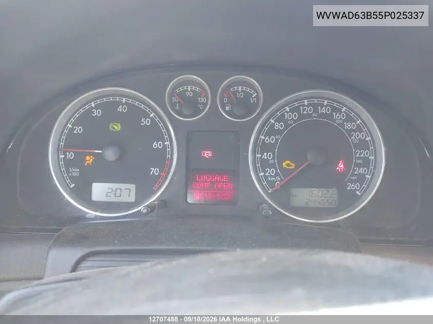 2005 VOLKSWAGEN PASSAT VIN WVWAD63B55P025337 — фото 7