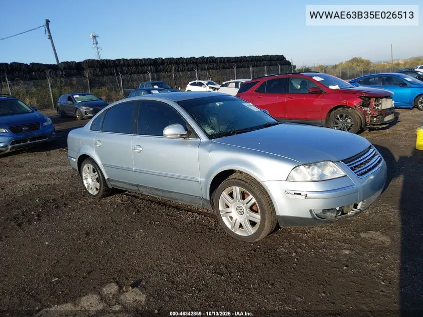 VOLKSWAGEN PASSAT 2005, VIN WVWAE63B35E026513