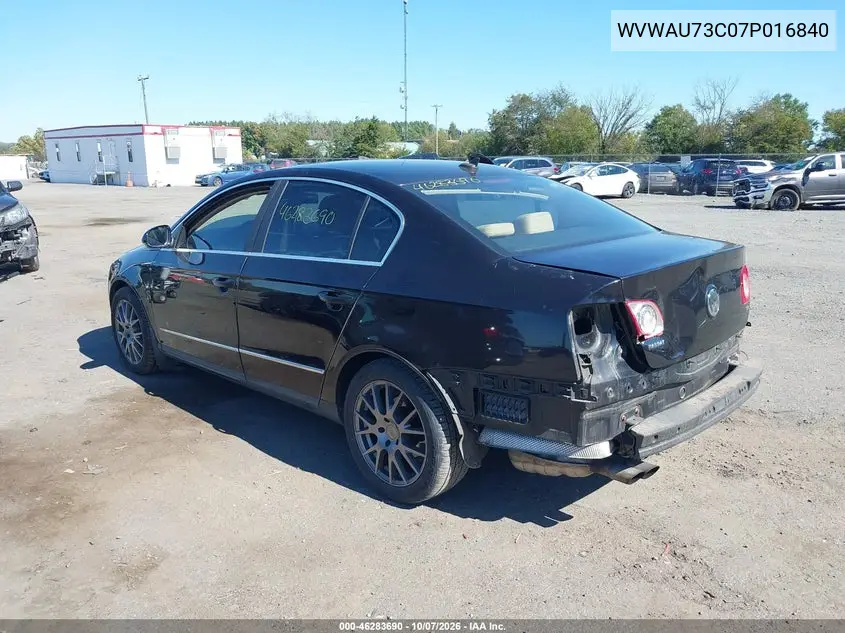 2007 VOLKSWAGEN PASSAT VIN WVWAU73C07P016840 — фото 3