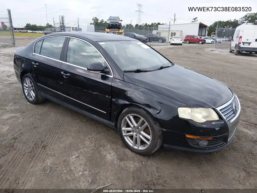 VOLKSWAGEN PASSAT 2008, VIN WVWEK73C38E083520
