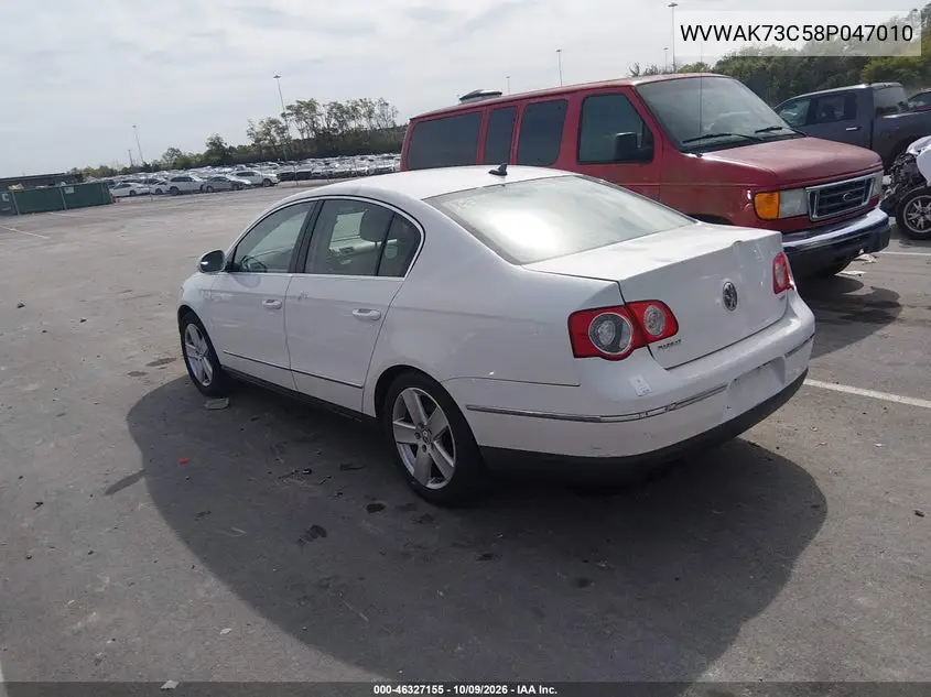 2008 VOLKSWAGEN PASSAT VIN WVWAK73C58P047010 — фото 3