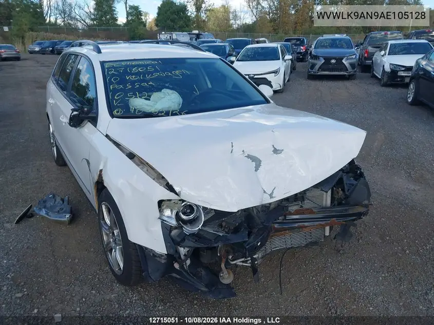 VOLKSWAGEN PASSAT 2010, VIN WVWLK9AN9AE105128
