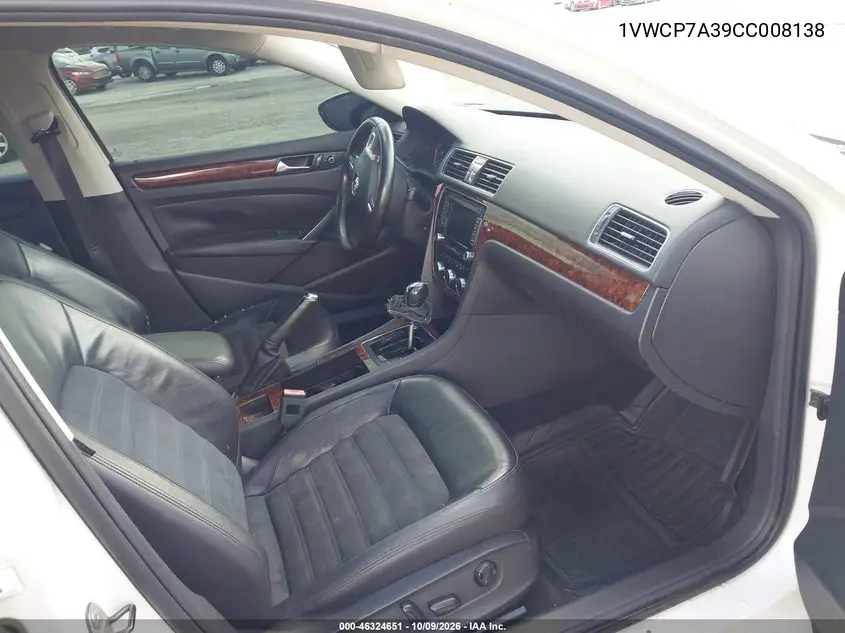 2012 VOLKSWAGEN PASSAT VIN 1VWCP7A39CC008138 — фото 5