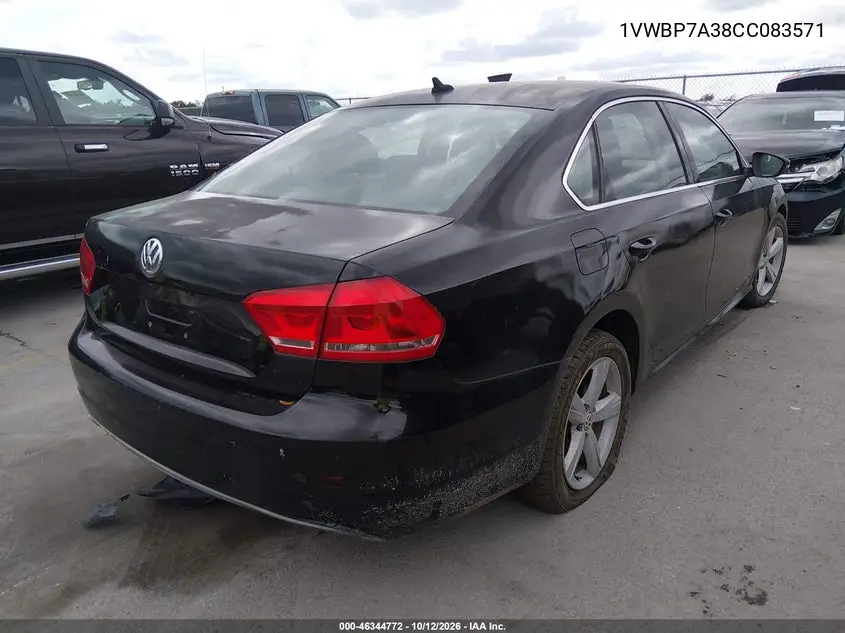 2012 VOLKSWAGEN PASSAT VIN 1VWBP7A38CC083571 — фото 4