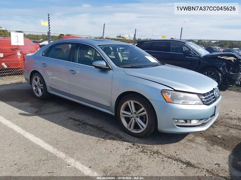 VOLKSWAGEN PASSAT 2012, VIN 1VWBN7A37CC045626