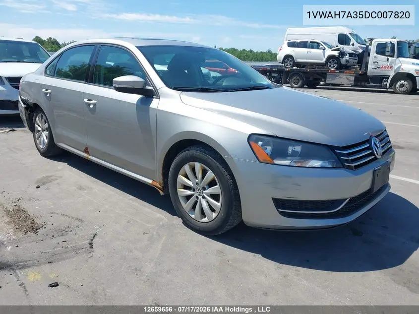 VOLKSWAGEN PASSAT 2013, VIN 1VWAH7A35DC007820