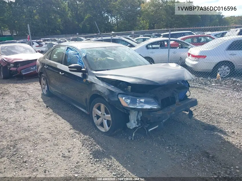 VOLKSWAGEN PASSAT 2013, VIN 1VWBP7A36DC016596
