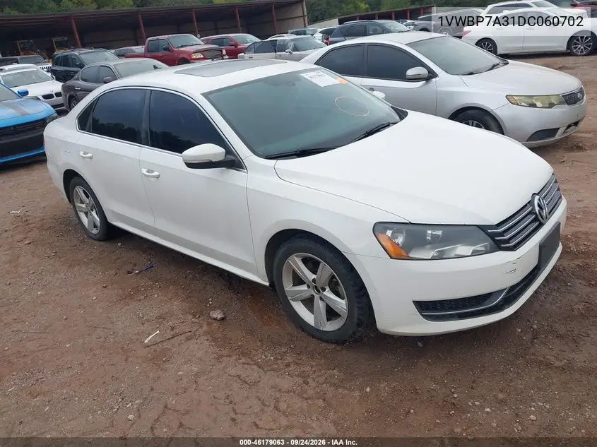 VOLKSWAGEN PASSAT 2013, VIN 1VWBP7A31DC060702