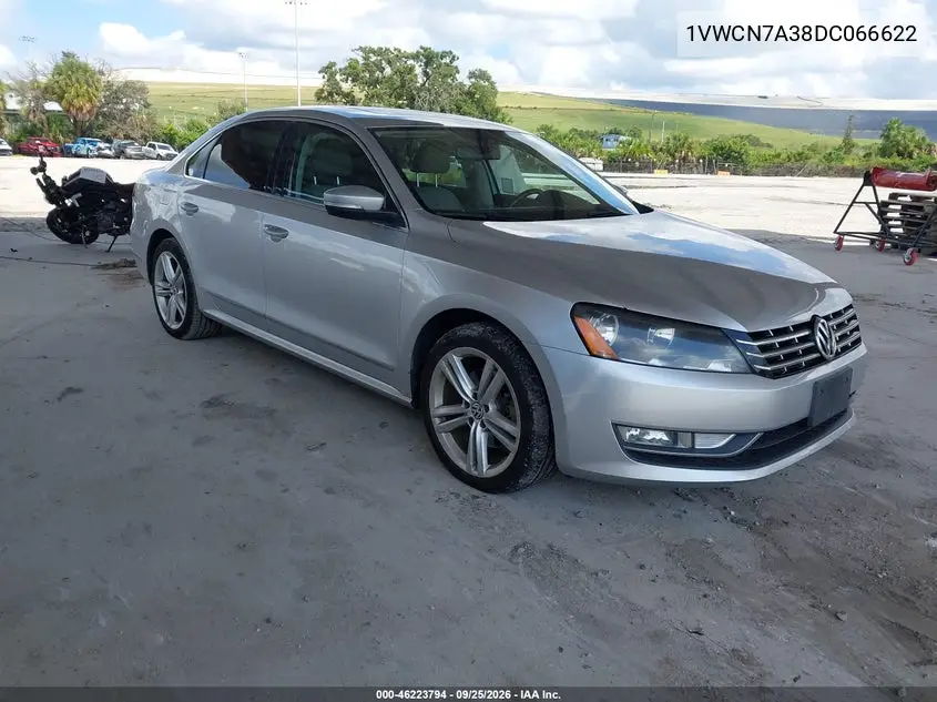 VOLKSWAGEN PASSAT 2013, VIN 1VWCN7A38DC066622