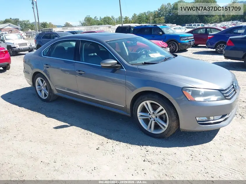 VOLKSWAGEN PASSAT 2013, VIN 1VWCN7A37DC151709