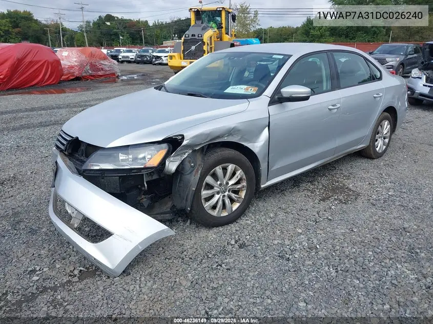 2013 VOLKSWAGEN PASSAT VIN 1VWAP7A31DC026240 — фото 2