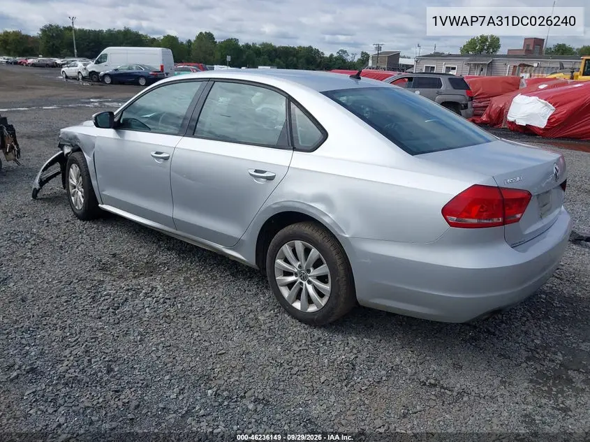 2013 VOLKSWAGEN PASSAT VIN 1VWAP7A31DC026240 — фото 3