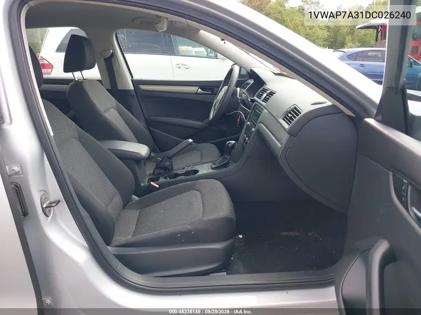 2013 VOLKSWAGEN PASSAT VIN 1VWAP7A31DC026240 — фото 5
