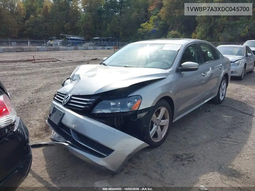 2013 VOLKSWAGEN PASSAT VIN 1VWBP7A3XDC045700 — фото 2