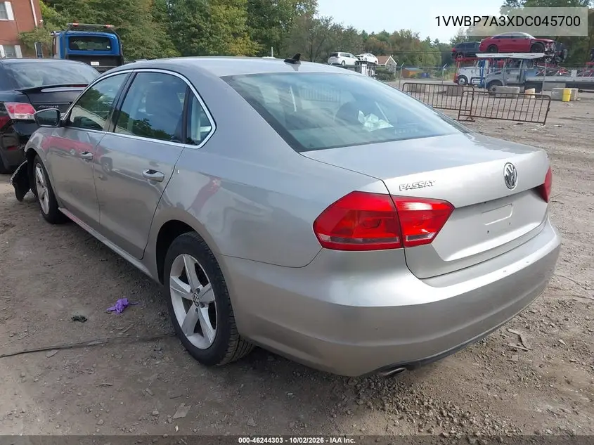 2013 VOLKSWAGEN PASSAT VIN 1VWBP7A3XDC045700 — фото 3