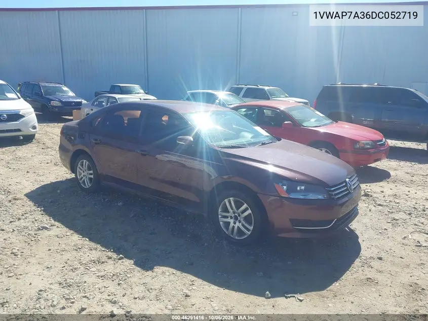 VOLKSWAGEN PASSAT 2013, VIN 1VWAP7A36DC052719