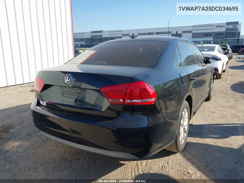 2013 VOLKSWAGEN PASSAT VIN 1VWAP7A35DC034695 — фото 4