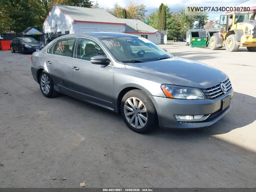 VOLKSWAGEN PASSAT 2013, VIN 1VWCP7A34DC038780