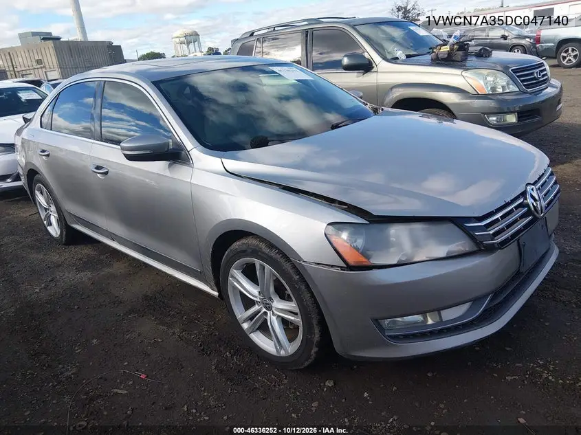 VOLKSWAGEN PASSAT 2013, VIN 1VWCN7A35DC047140
