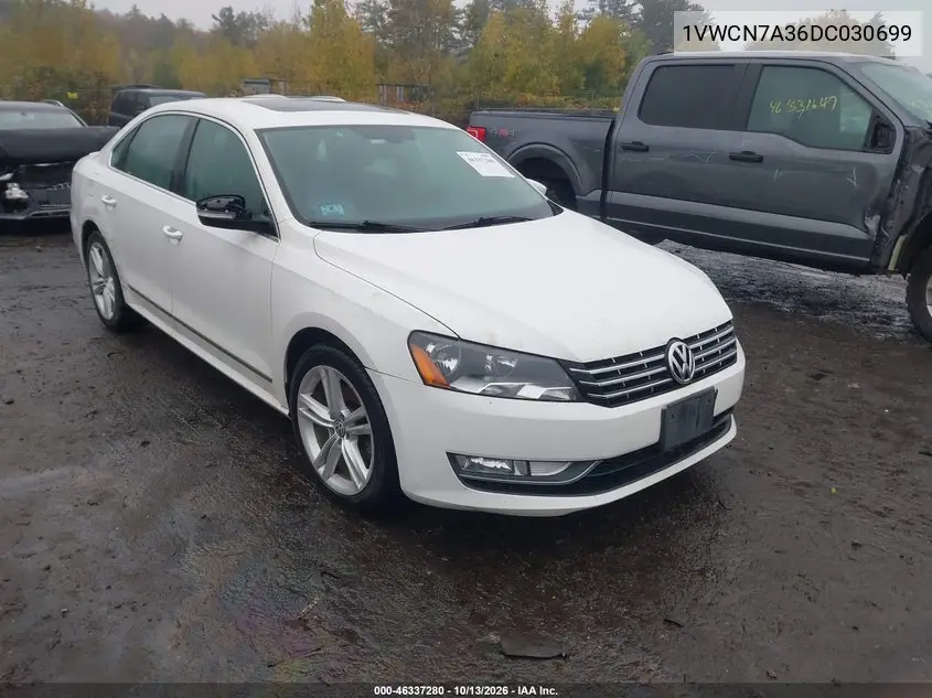 VOLKSWAGEN PASSAT 2013, VIN 1VWCN7A36DC030699
