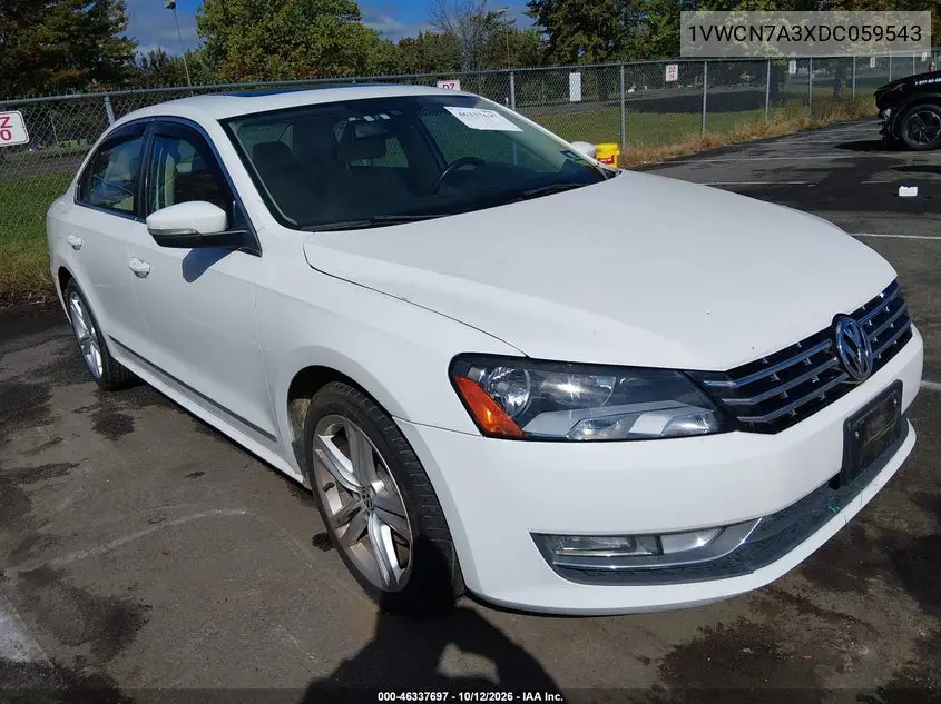 VOLKSWAGEN PASSAT 2013, VIN 1VWCN7A3XDC059543