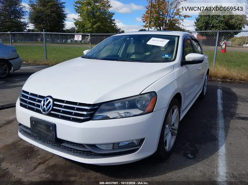 2013 VOLKSWAGEN PASSAT VIN 1VWCN7A3XDC059543 — фото 2