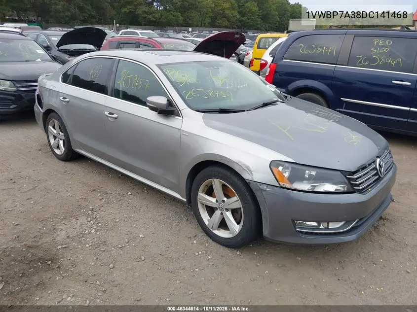 VOLKSWAGEN PASSAT 2013, VIN 1VWBP7A38DC141468