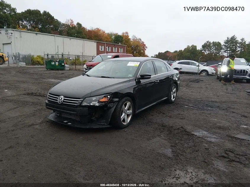 2013 VOLKSWAGEN PASSAT VIN 1VWBP7A39DC098470 — фото 2